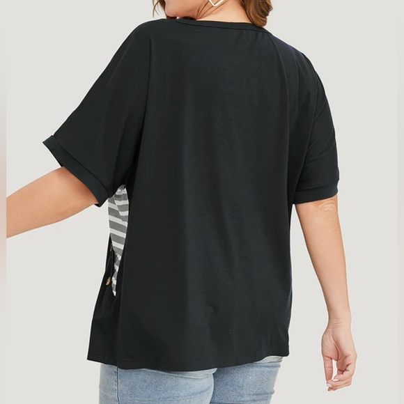 NWT Bloomchic Stripes Contrast Wrap Asymmetrical Top - Picture 3 of 9